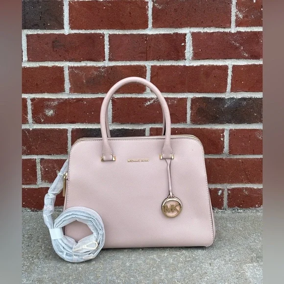 Michael Kors | Bags | Michael Kors Pink Satchel With Gold  Michael Kors Pink Satchel with Logo Charm main image 0